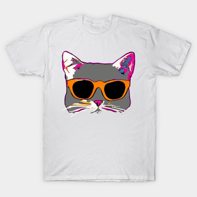 Cat with dark glesses T-Shirt by yagakubruh